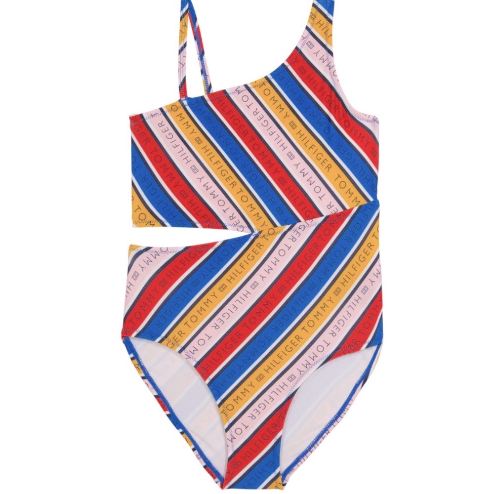 Tommy Hilfiger Baby Girl Logo Stripe One Piece Swimsuit